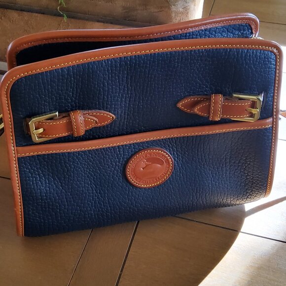 Vintage Dooney & Bourke All Weather Leather Crossbody in Blue + Dooney Duck Tag - Picture 1 of 10
